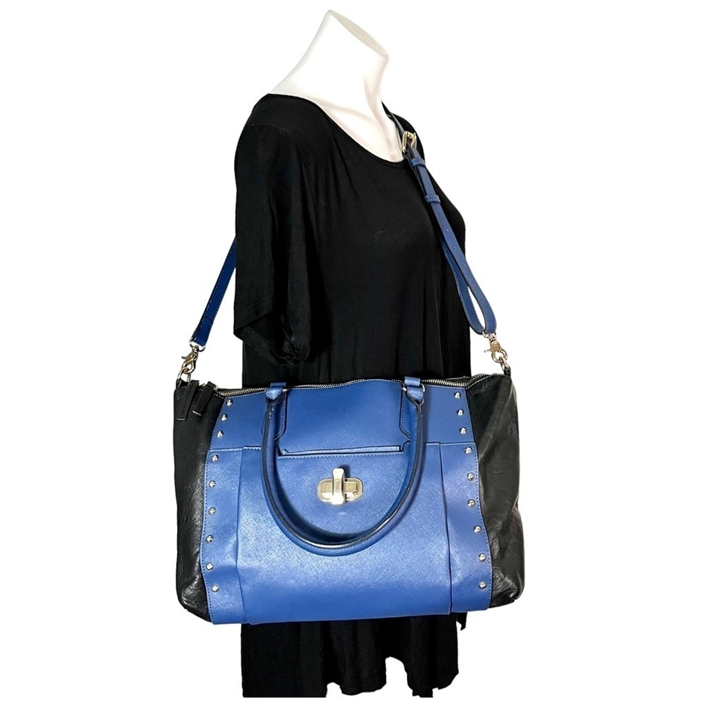 OH by Joy Gryson Black & Blue Color Block Leather Purse